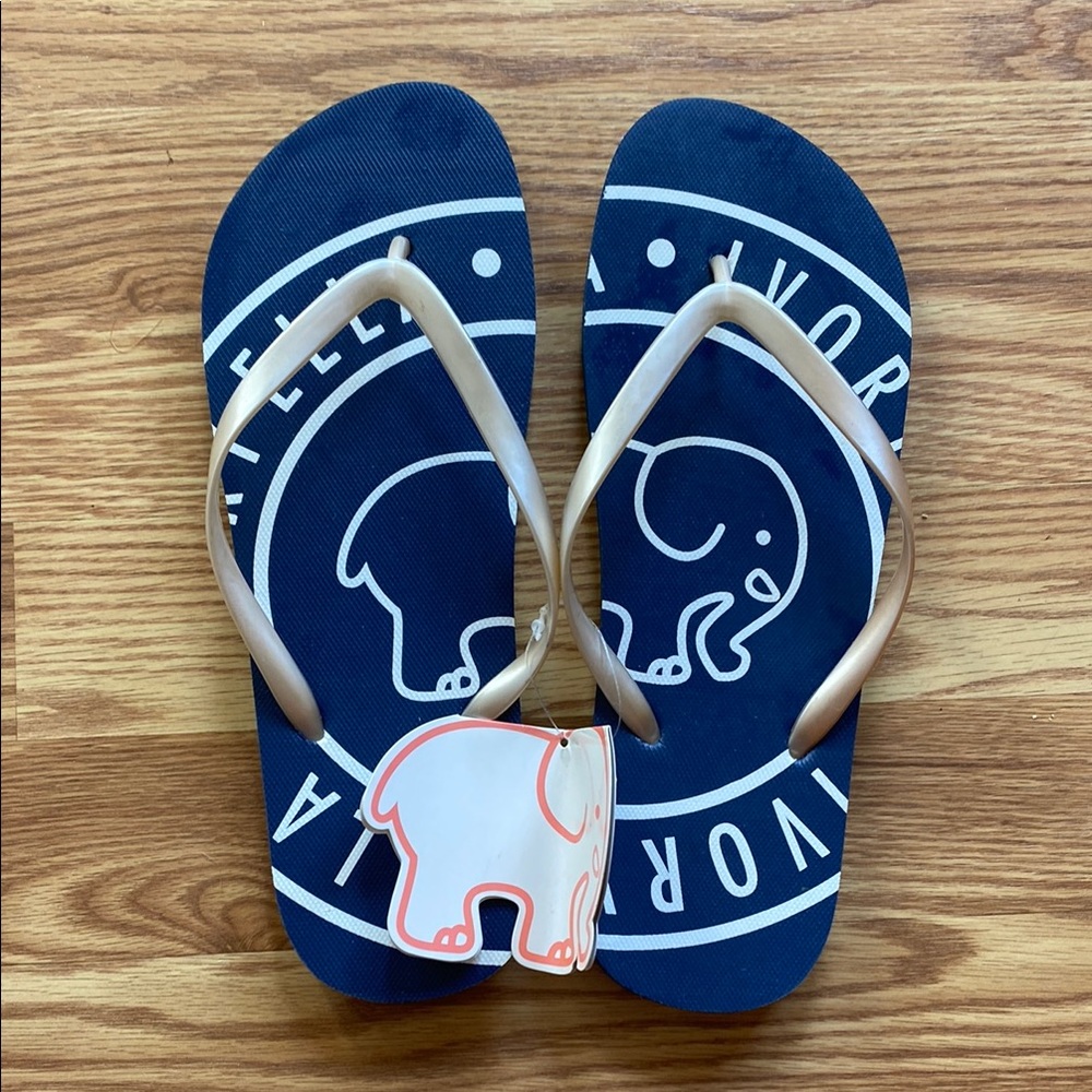 Ivory Ella Flip Flops - Navy and Tan